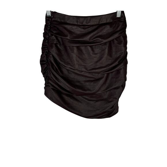 Lulus Cool Factor Ruched Vegan Leather Mini Skirt Brown Women’s size XS - Picture 6 of 6